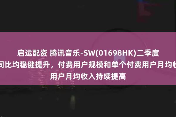 启运配资 腾讯音乐-SW(01698HK)二季度营收和利润同比均稳健提升,付费用户规模和单个付费用户月均收入持续提高